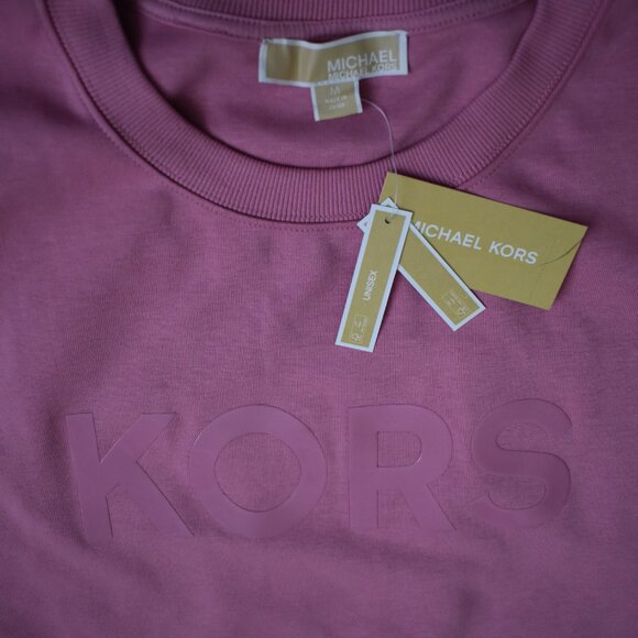 Michael Kors Men's KORS Wet 3D Logo Crewneck Sweatshirt CORAL M OVERSIZE / LARGE - Picture 4 of 12